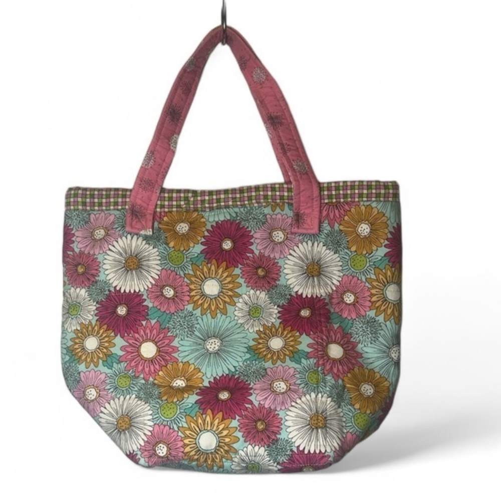 Artisan Handcrafted Floral Bohemian Chic Cottage Small Tote Bag Quilt LIke Purse - Picture 2 of 4